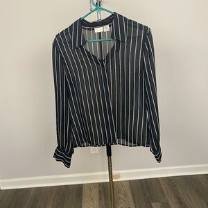 Black with White Stripes business blouse